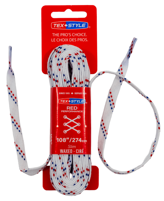 Tex-Style RED Performance-Schlittschuhschnürsenkel – Slim Wax