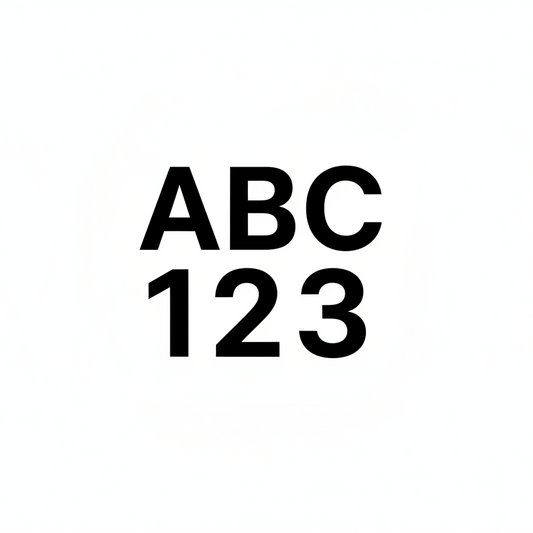 Kan du generera en fyrkantig bild för SHopify. I bilden ska det vara vit bakgrund, frilagda bokstäver ABC och nedanför bokstäverna ska det vara frilagda siffror 123
ABC och 123 ska vara i samma storlek och bredd.